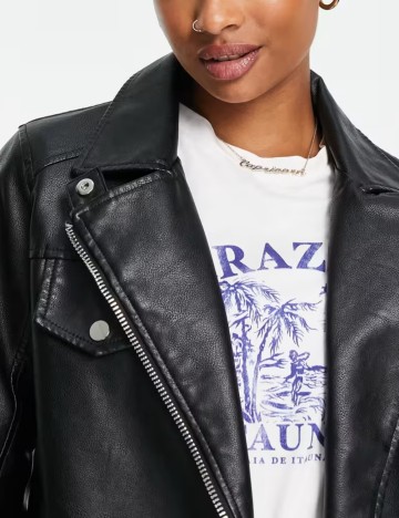 Geacă Imitație Piele Miss Selfridge, negru