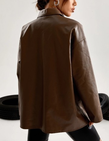 Jachetă imitație de piele Shein, maro