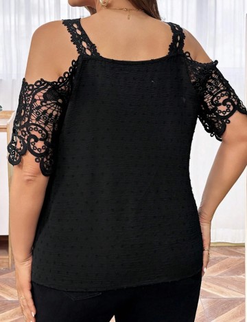 Cămașă cu mânecă scurtă Shein Curve+, negru