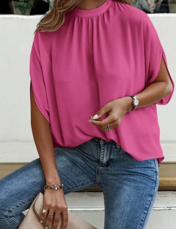 Cămașă cu mânecă scurtă Shein, roz