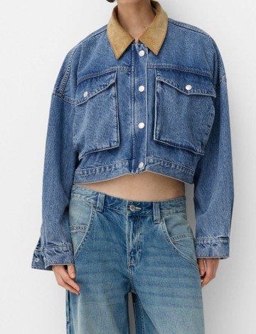 Jachetă De Blugi Bershka, albastru