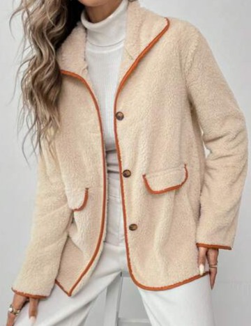 Palton scurt Shein Curve+, alb