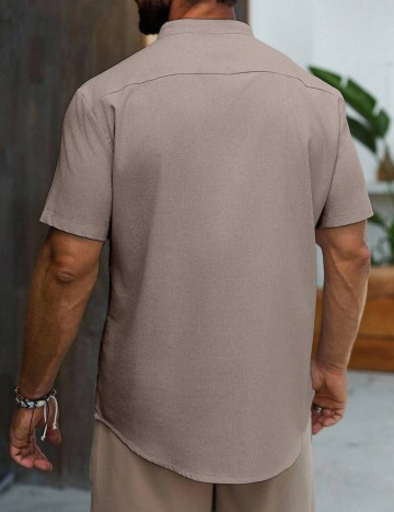 Cămașă cu mânecă scurtă Shein MANFINITY, maro
