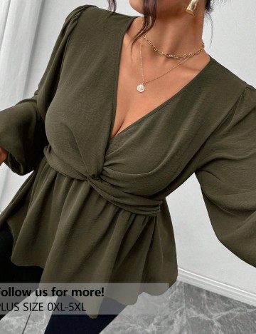 Cămașă Shein Curve+, kaki