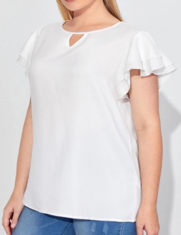 Cămașă cu mânecă scurtă Shein Curve+, alb