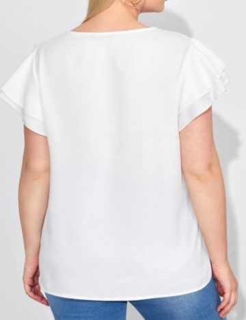 Cămașă cu mânecă scurtă Shein Curve+, alb