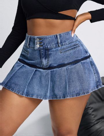 Fustă de blugi Shein Curve+, albastru