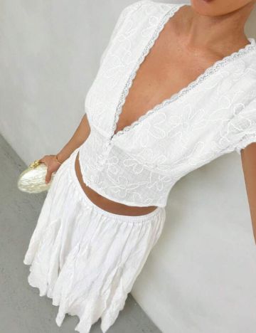 Cămașă cu mânecă scurtă Shein, alb