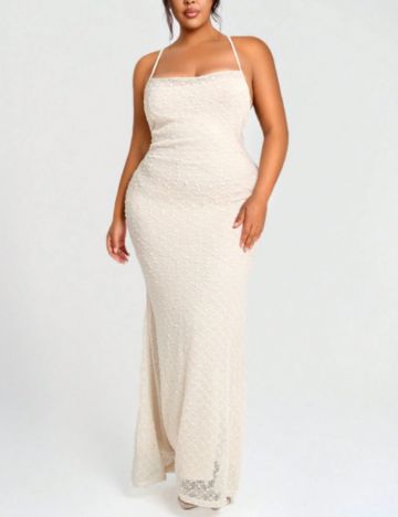 Rochie maxi Shein Curve+, crem