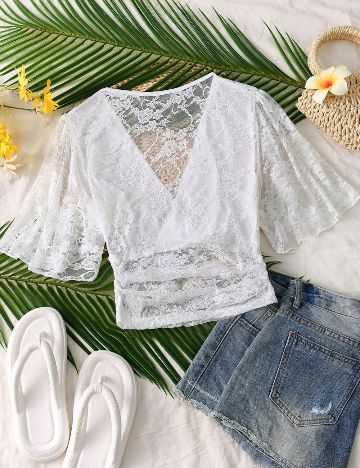 Top Shein Emery Rose, alb