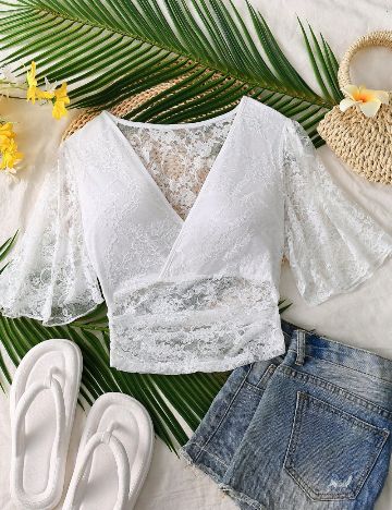 Top Shein Emery Rose, alb