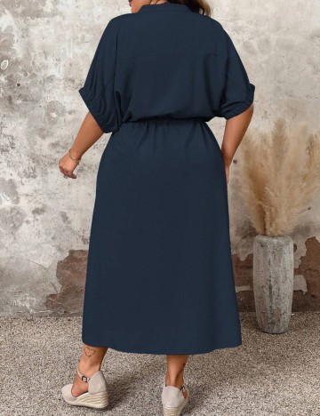 Rochie tip cămașă Shein Curve+, albastru