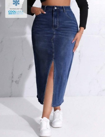 Fustă de blugi Shein Curve+, albastru