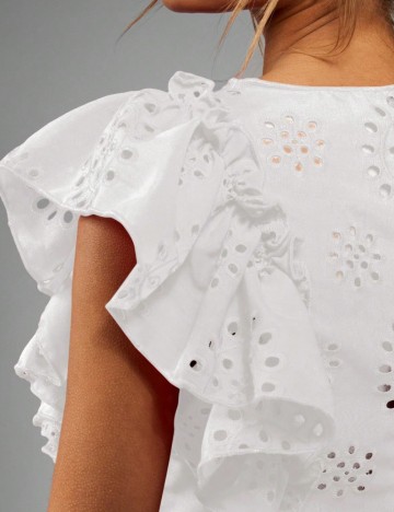 Cămașă cu mânecă scurtă Shein, alb