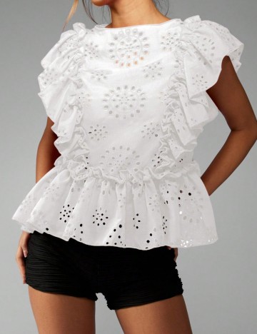 Cămașă cu mânecă scurtă Shein, alb