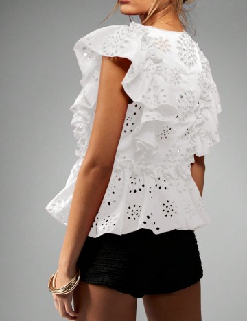 Cămașă cu mânecă scurtă Shein, alb