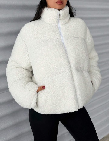 Jachetă de blană Shein, alb