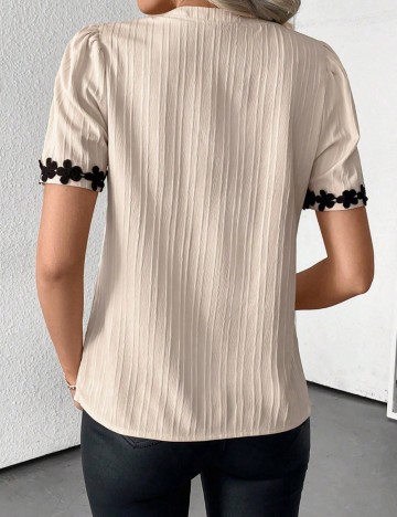 Cămașă cu mânecă scurtă Shein, bej