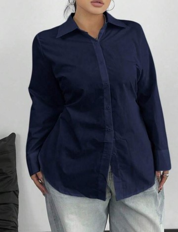 Cămașă Shein Curve+, bleumarin