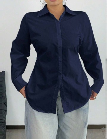 Cămașă Shein Curve+, bleumarin