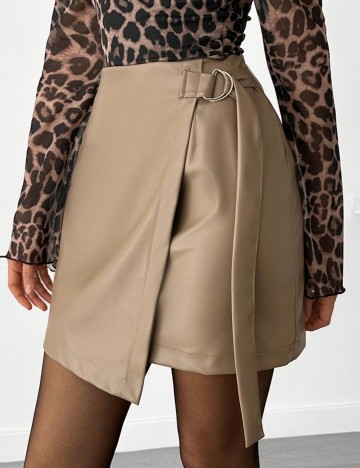 Fustă Imitație Piele Shein, maro