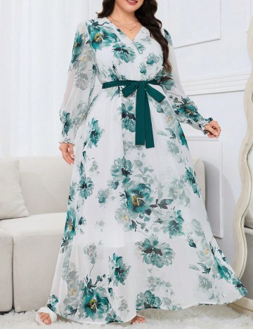 Rochie maxi Shein Curve+, mix culori