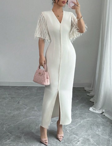 Rochie maxi Shein, crem