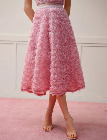 Fustă midi Shein MOTF, roz