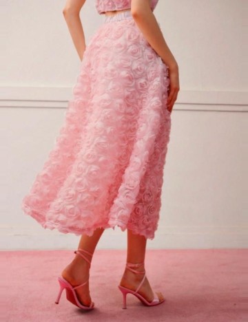 Fustă midi Shein MOTF, roz