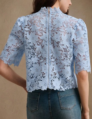 Cămașă cu m&acirc;necă scurtă Shein Anewsta, albastru