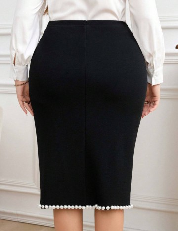 Fustă midi Shein Curve+, negru