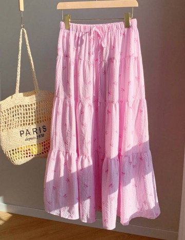 Fustă midi Shein Curve+, mix culori