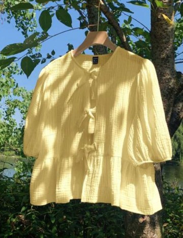 Cămașă cu mânecă scurtă Shein Curve+, galben