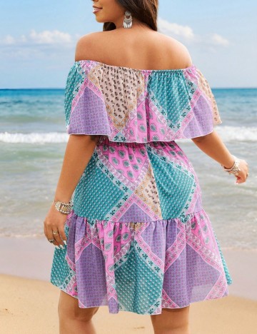 Rochie mini Shein Curve+, mix culori