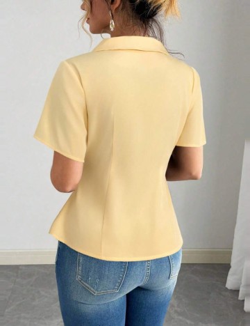 Cămașă cu mânecă scurtă Shein Curve+, galben