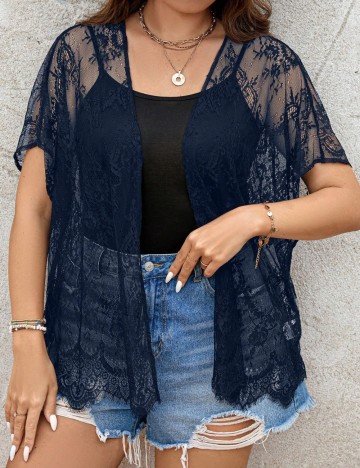 Cardigan Shein Curve+, albastru