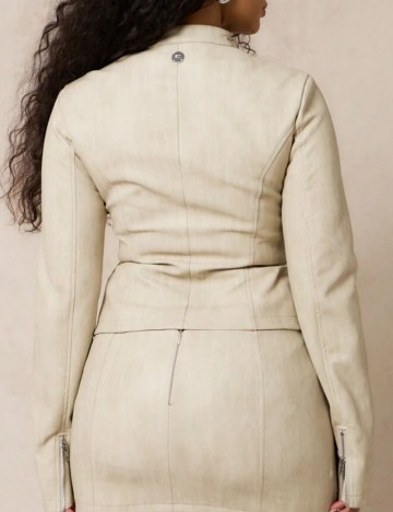 Jachetă imitație de piele Shein SUMWON, bej