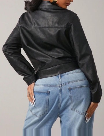 Jachetă imitație de piele Shein, negru