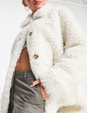 Haină De Blană ASOS, alb