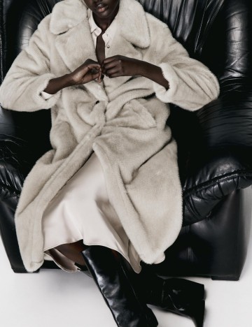 Haină De Blană Zara, gri