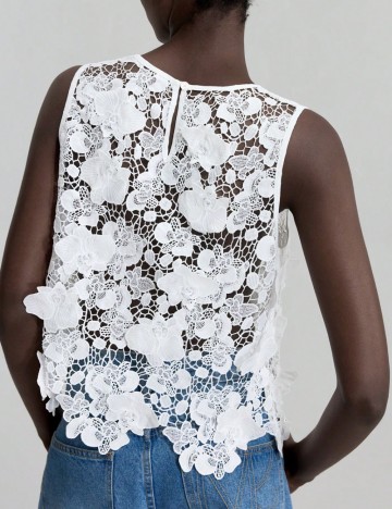 Top Shein Ontre, alb