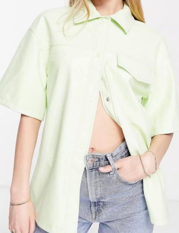 Cămașă cu mânecă scurtă Topshop, verde
