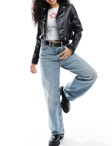 Geacă Imitație Piele ASOS, negru