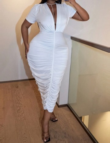 Rochie midi Shein Curve+, alb