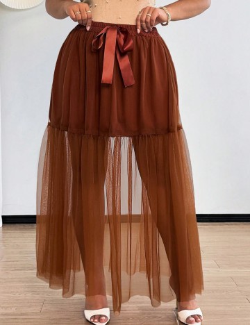 Fustă maxi Shein Curve+, cărămiziu