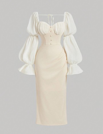 Rochie midi Shein Curve+, crem