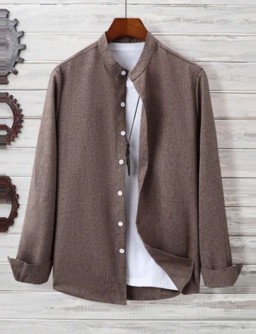 Cămașă Shein MANFINITY, maro