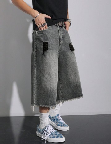 Jeans 3/4 Shein MANFINITY, gri