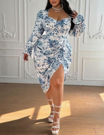 Rochie midi Shein Curve+, mix culori