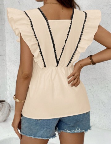 Cămașă cu mânecă scurtă Shein, crem